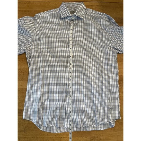 Canali Men's Dress Shirt Blue Patterned Button Down Long‎ Sleeves 17 / 43 Italy - Picture 7 of 7